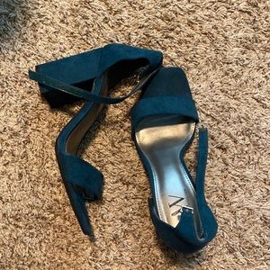Turquoise block heels